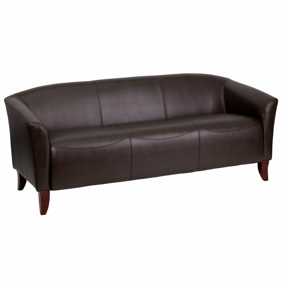 Office & Reception FLASH Reception Sofas | Hercules Imperial Series Leathersoft Sofa With Cherry Wood Feet