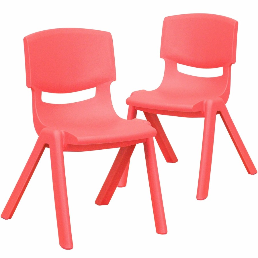 Classroom FLASH Plastic Stack & Student Chairs | 2 Pack Plastic Stackable School Chair With 12" Seat Height