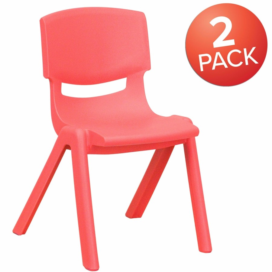 Classroom FLASH Plastic Stack & Student Chairs | 2 Pack Plastic Stackable School Chair With 12" Seat Height