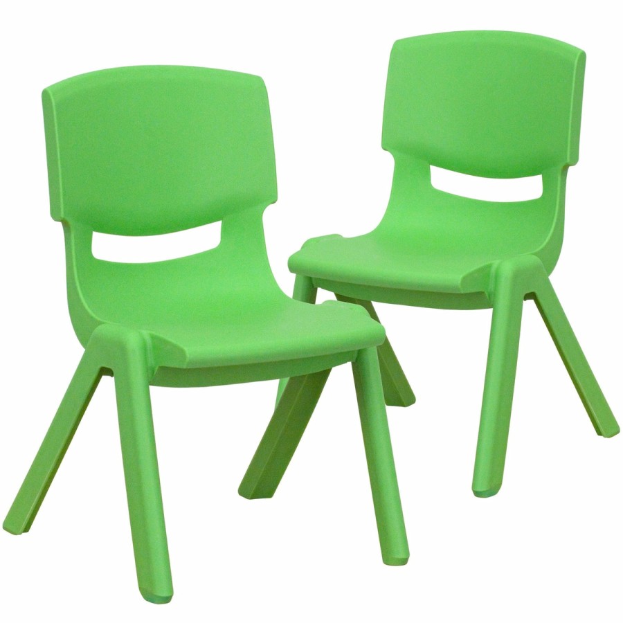 Classroom FLASH Plastic Stack & Student Chairs | 2 Pack Plastic Stackable School Chair With 10.5" Seat Height