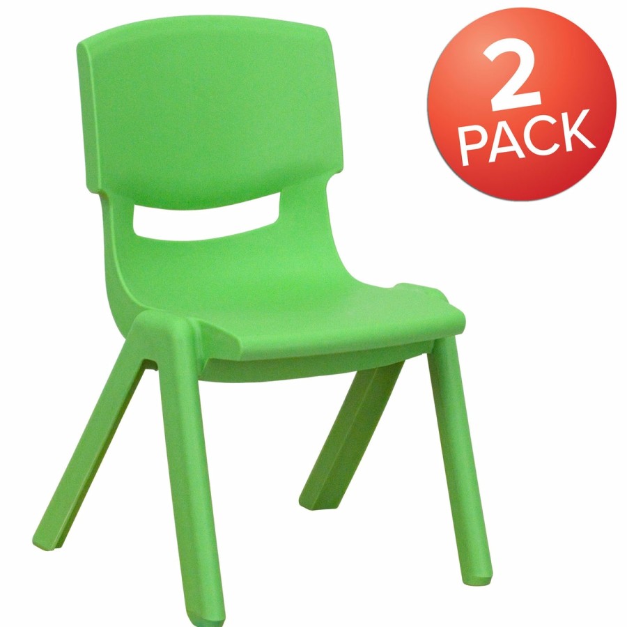 Classroom FLASH Plastic Stack & Student Chairs | 2 Pack Plastic Stackable School Chair With 10.5" Seat Height