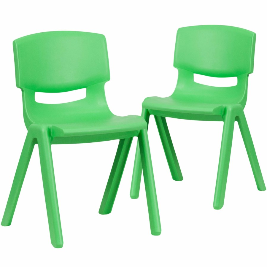 Classroom FLASH Plastic Stack & Student Chairs | 2 Pack Plastic Stackable School Chair With 13.25" Seat Height