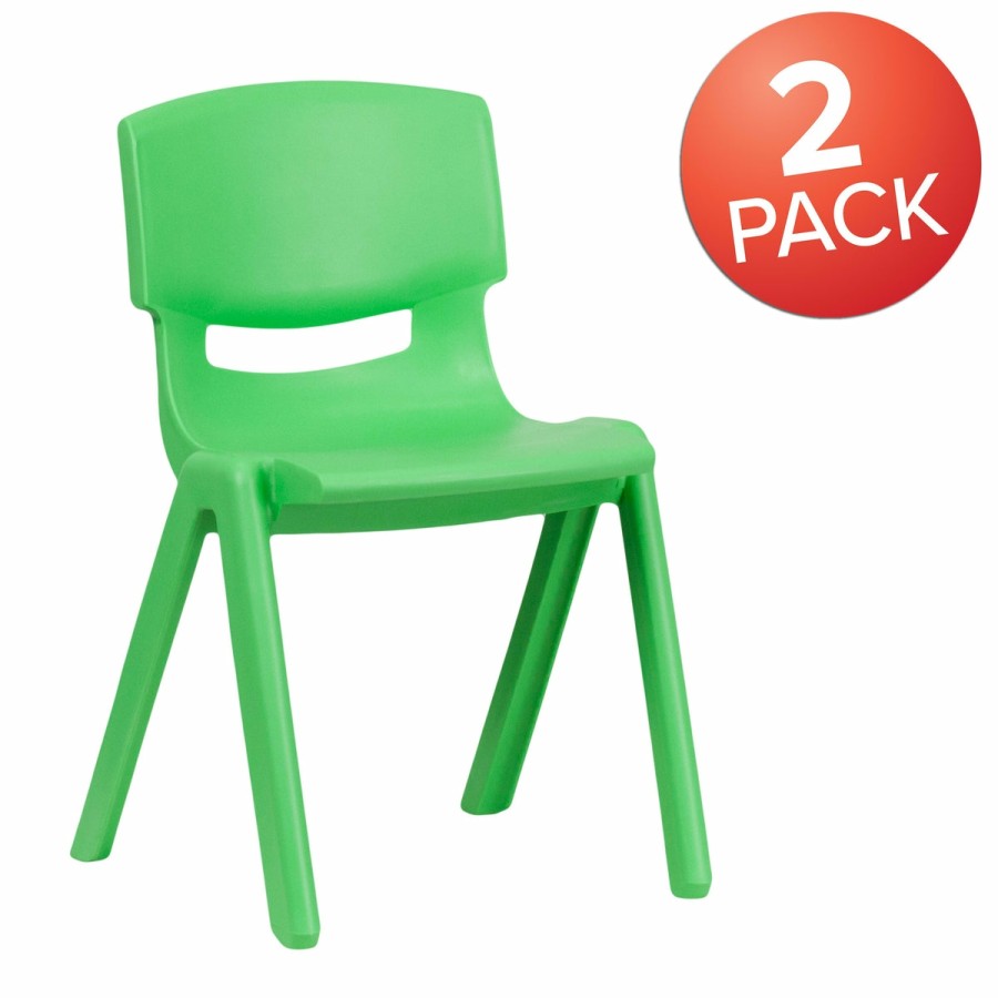 Classroom FLASH Plastic Stack & Student Chairs | 2 Pack Plastic Stackable School Chair With 13.25" Seat Height