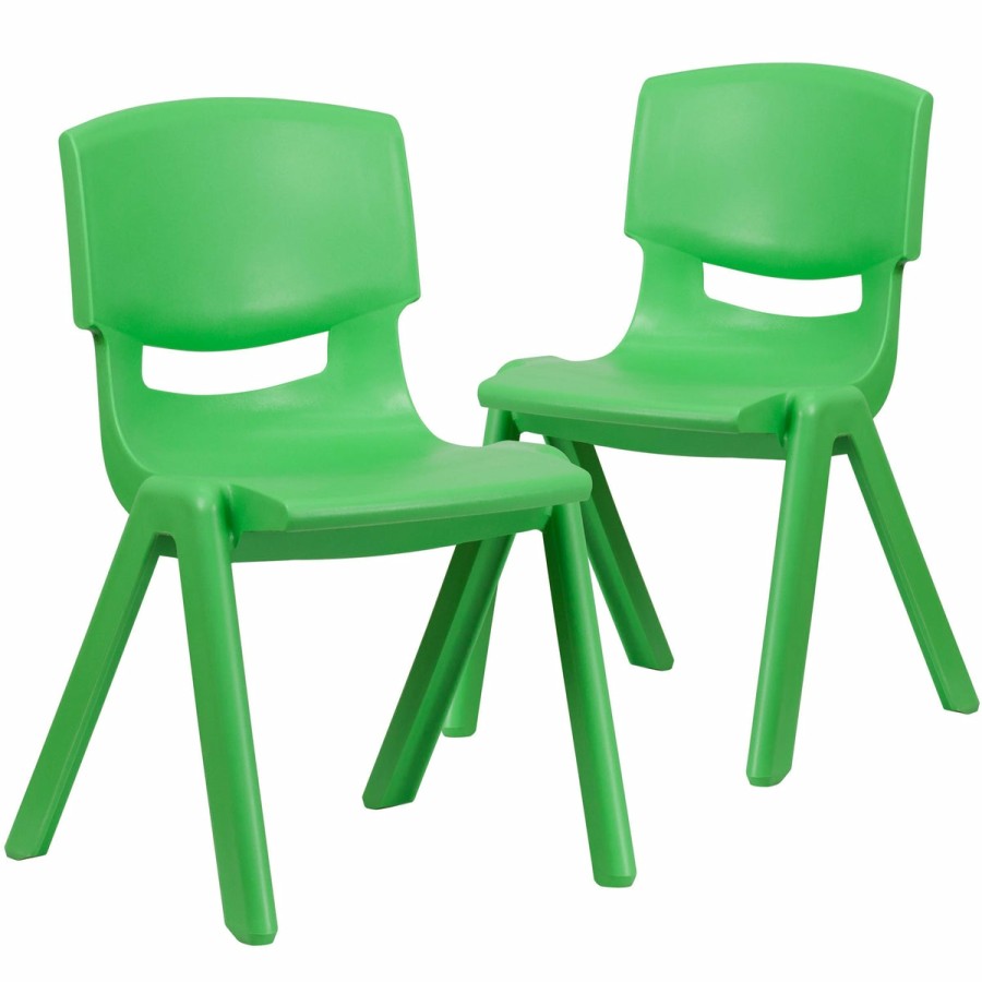 Classroom FLASH Plastic Stack & Student Chairs | 2 Pack Plastic Stackable School Chair With 15.5" Seat Height