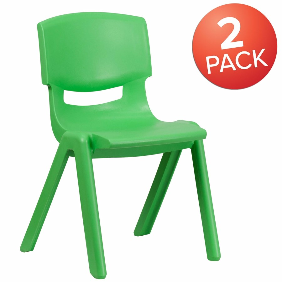 Classroom FLASH Plastic Stack & Student Chairs | 2 Pack Plastic Stackable School Chair With 15.5" Seat Height