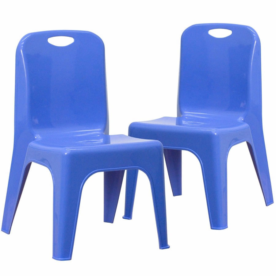 Classroom FLASH Plastic Stack & Student Chairs | 2 Pack Plastic Stackable School Chair With Carrying Handle And 11" Seat Height