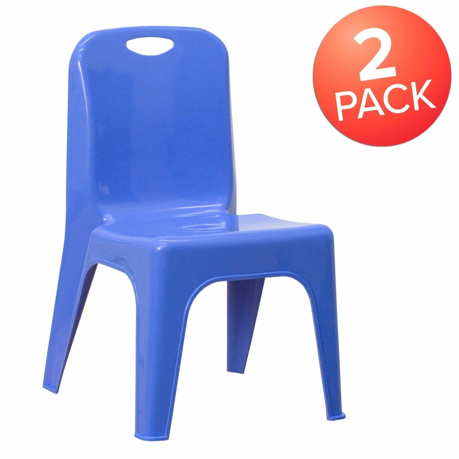 Classroom FLASH Plastic Stack & Student Chairs | 2 Pack Plastic Stackable School Chair With Carrying Handle And 11" Seat Height