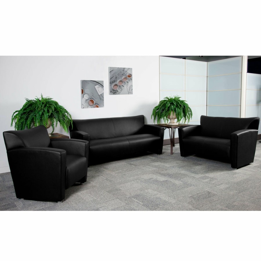 Office & Reception FLASH Reception Loveseats | Hercules Majesty Series Leathersoft Loveseat With Extended Panel Arms