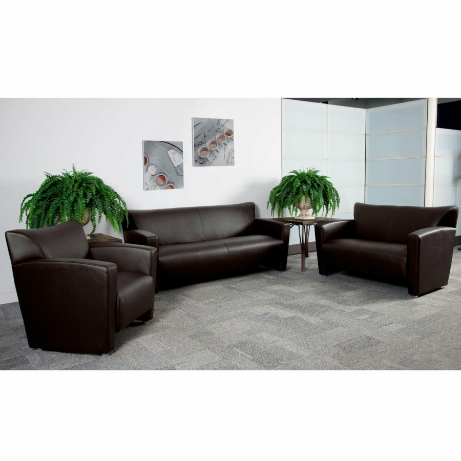 Office & Reception FLASH Reception Sofas | Hercules Majesty Series Leathersoft Sofa With Extended Panel Arms