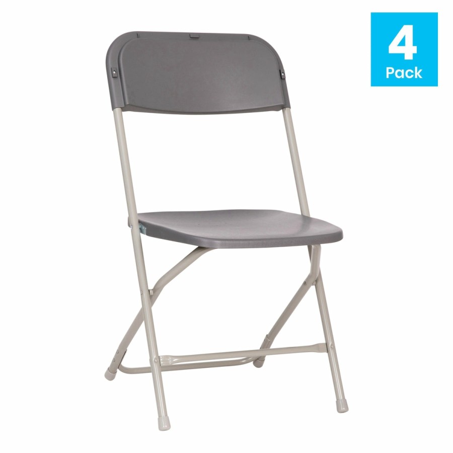 Folding & Event FLASH Plastic Folding Chairs | Hercules Big And Tall Commercial Folding Chair - Extra Wide 650Lb. Capacity - Durable Plastic - 4-Pack