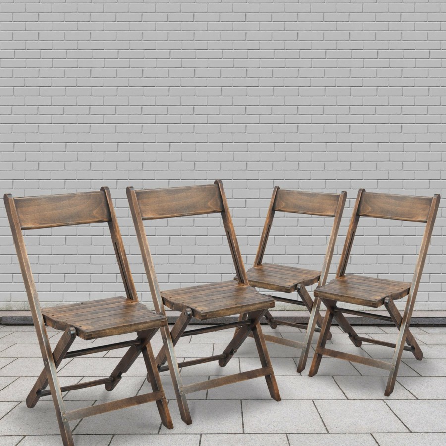 Folding & Event FLASH Wood Folding Chairs | Slatted Wood Folding Special Event Chair, Set Of 4