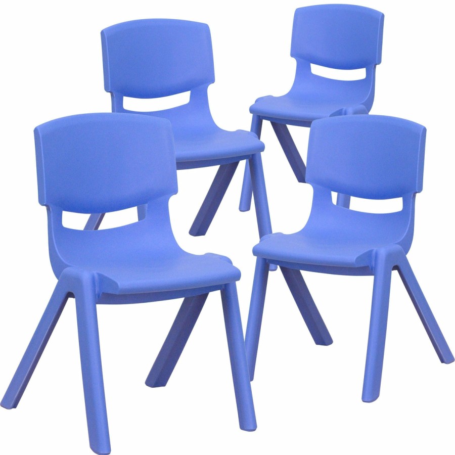 Classroom FLASH Plastic Stack & Student Chairs | 4 Pack Plastic Stackable School Chair With 12'' Seat Height