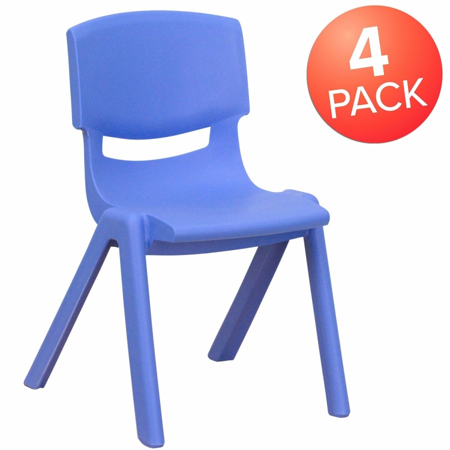 Classroom FLASH Plastic Stack & Student Chairs | 4 Pack Plastic Stackable School Chair With 12'' Seat Height