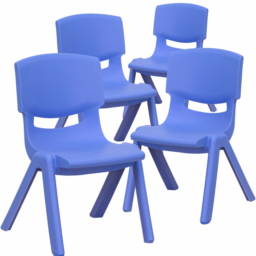 Classroom FLASH Plastic Stack & Student Chairs | 4 Pack Plastic Stackable School Chairs With 10.5" Seat Height