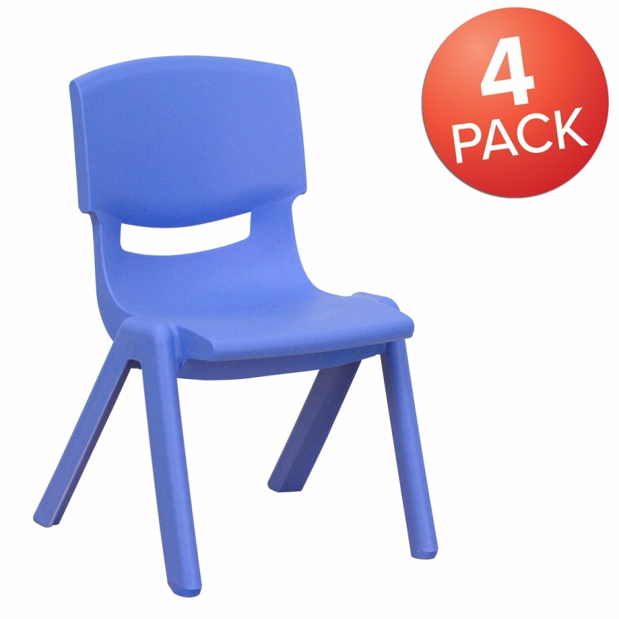 Classroom FLASH Plastic Stack & Student Chairs | 4 Pack Plastic Stackable School Chairs With 10.5" Seat Height