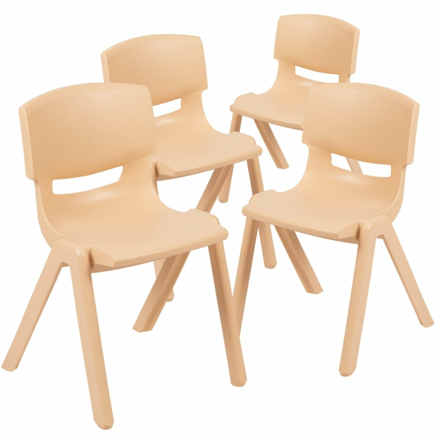 Classroom FLASH Plastic Stack & Student Chairs | 4 Pack Plastic Stackable School Chairs With 13.25" Seat Height