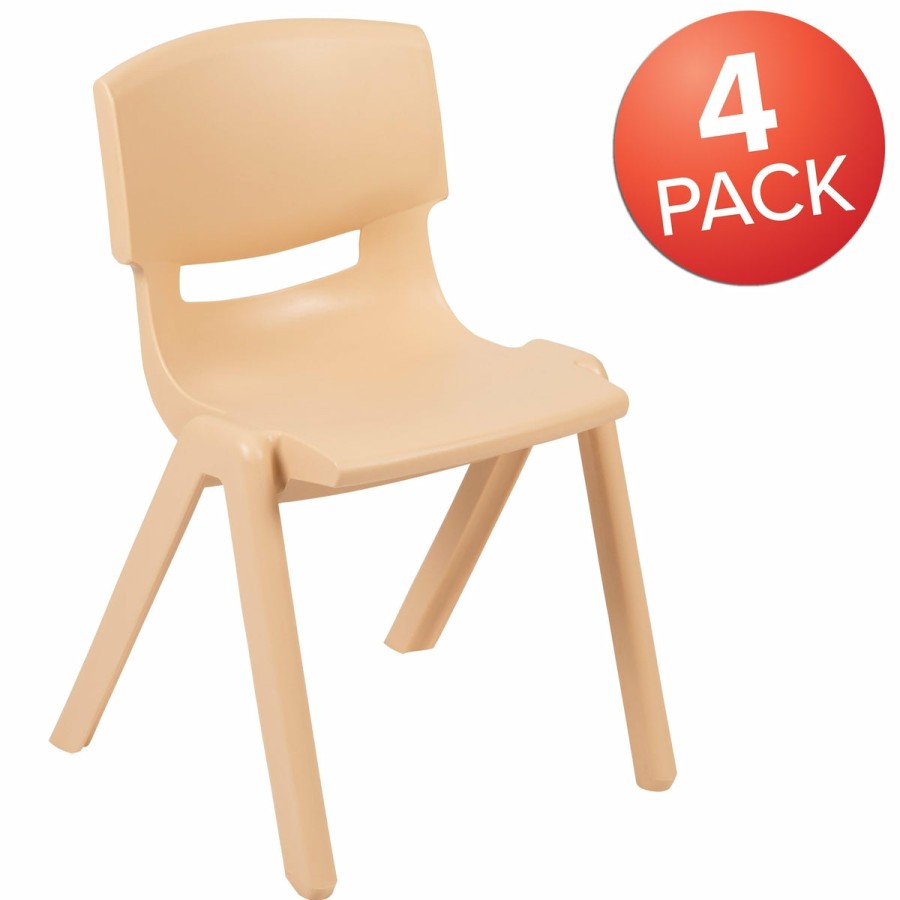 Classroom FLASH Plastic Stack & Student Chairs | 4 Pack Plastic Stackable School Chairs With 13.25" Seat Height