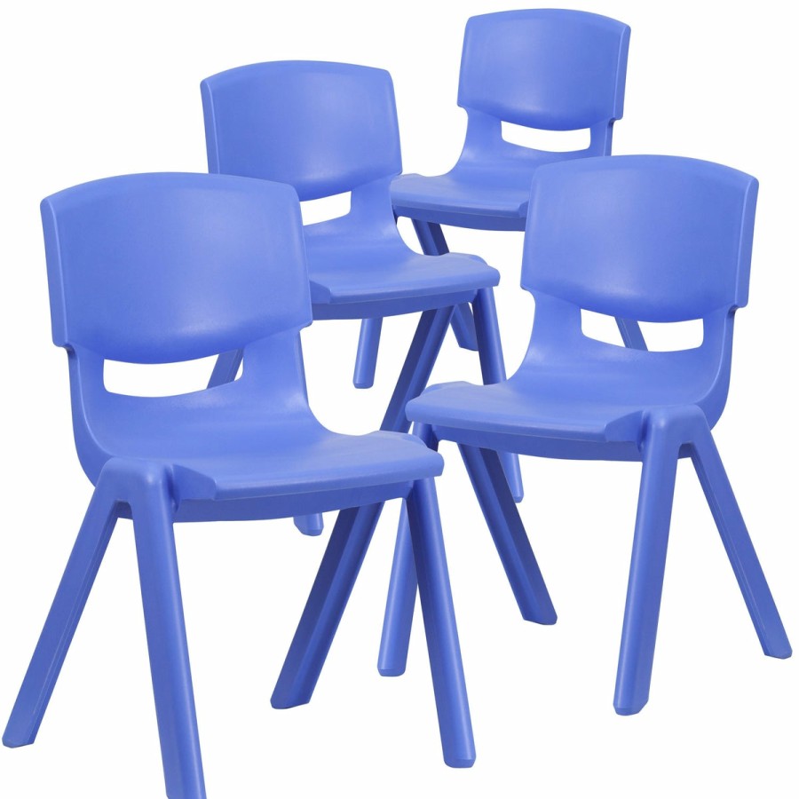 Classroom FLASH Plastic Stack & Student Chairs | 4 Pack Plastic Stackable School Chair With 15.5'' Seat Height