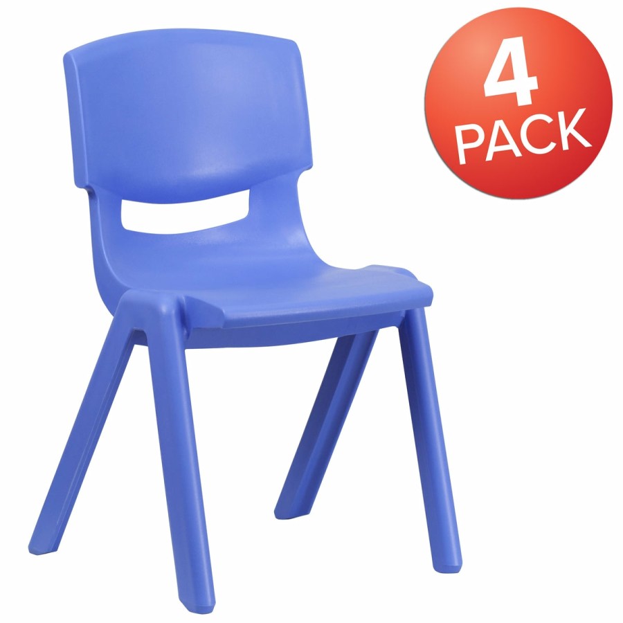 Classroom FLASH Plastic Stack & Student Chairs | 4 Pack Plastic Stackable School Chair With 15.5'' Seat Height