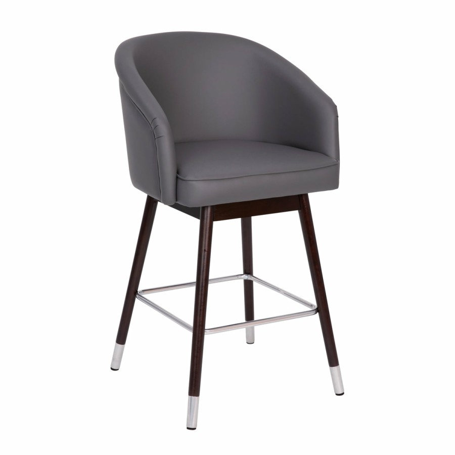 More FLASH | Margo Commercial Grade Mid-Back Modern Barstool With Beechwood Legs And Curved Back