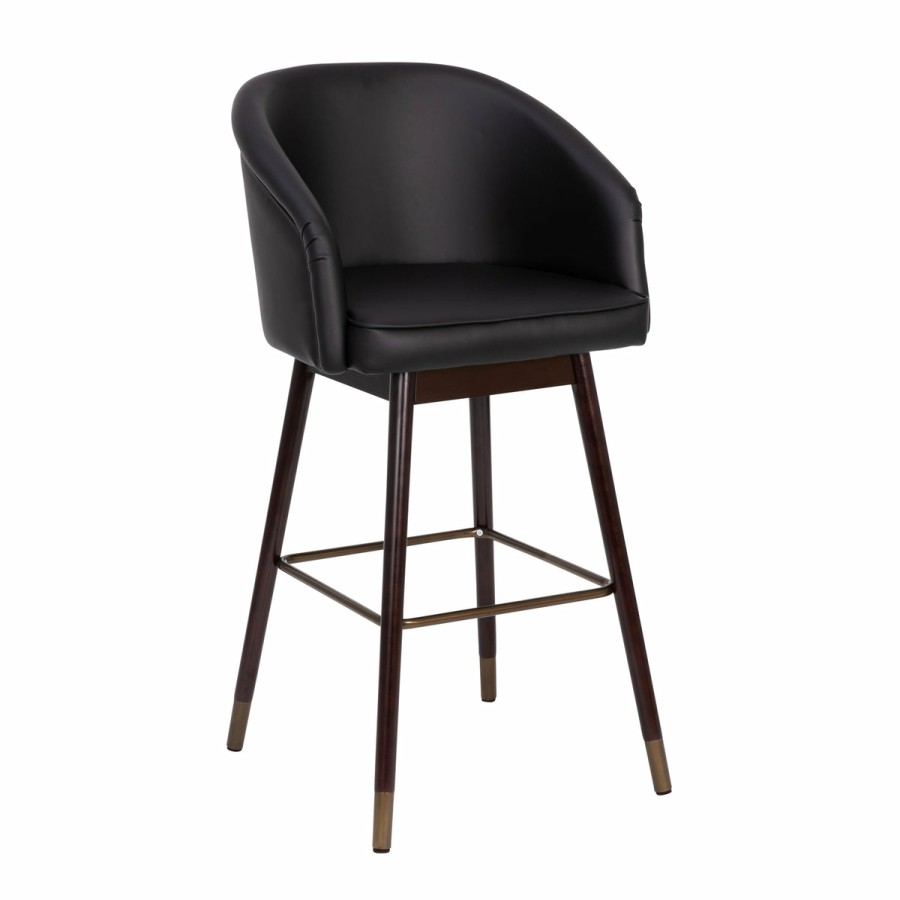 More FLASH | Margo Commercial Grade Mid-Back Modern Barstool With Beechwood Legs And Curved Back