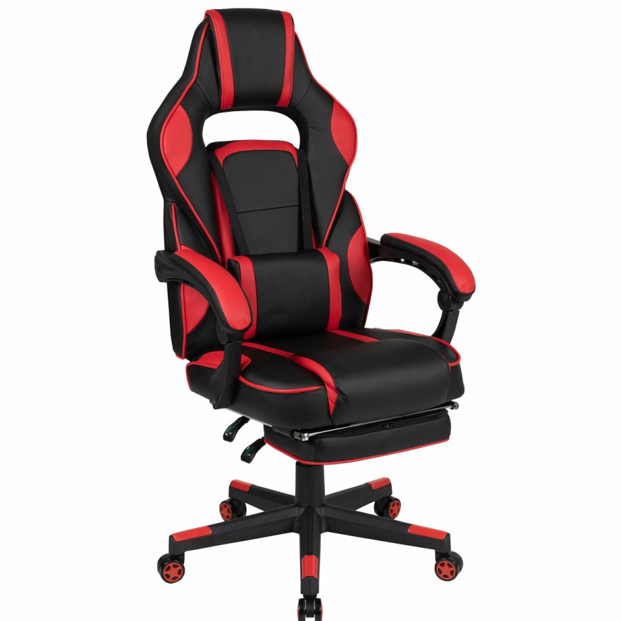 Office & Reception BLACKARC Gaming Desks & Chairs | Blackarc Arc Tetra 4.0 Gaming Chair Outfitted With Footrest, Headrest, Lumbar Support Massage Pillow, Reclining Seat/Arms