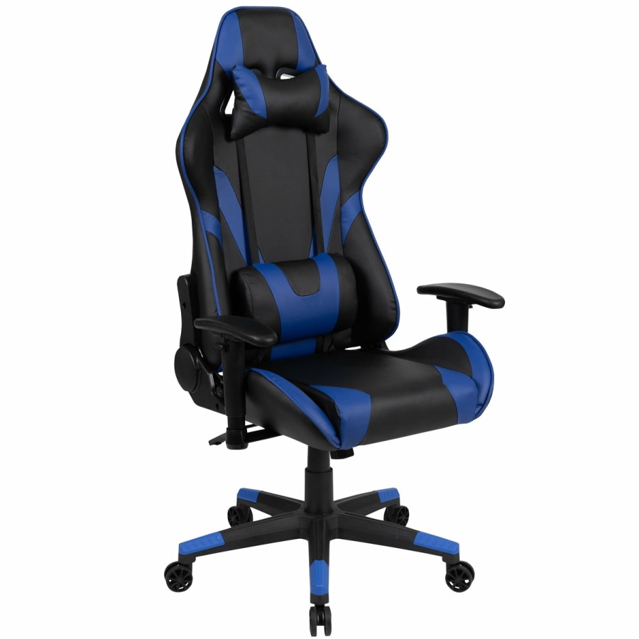 Office & Reception BLACKARC Gaming Desks & Chairs | Blackarc Horizon 9Ine High Back Reclining Gaming Chair In Faux Leather - Height Adjustable Arms - Headrest & Lumbar Support Pillows