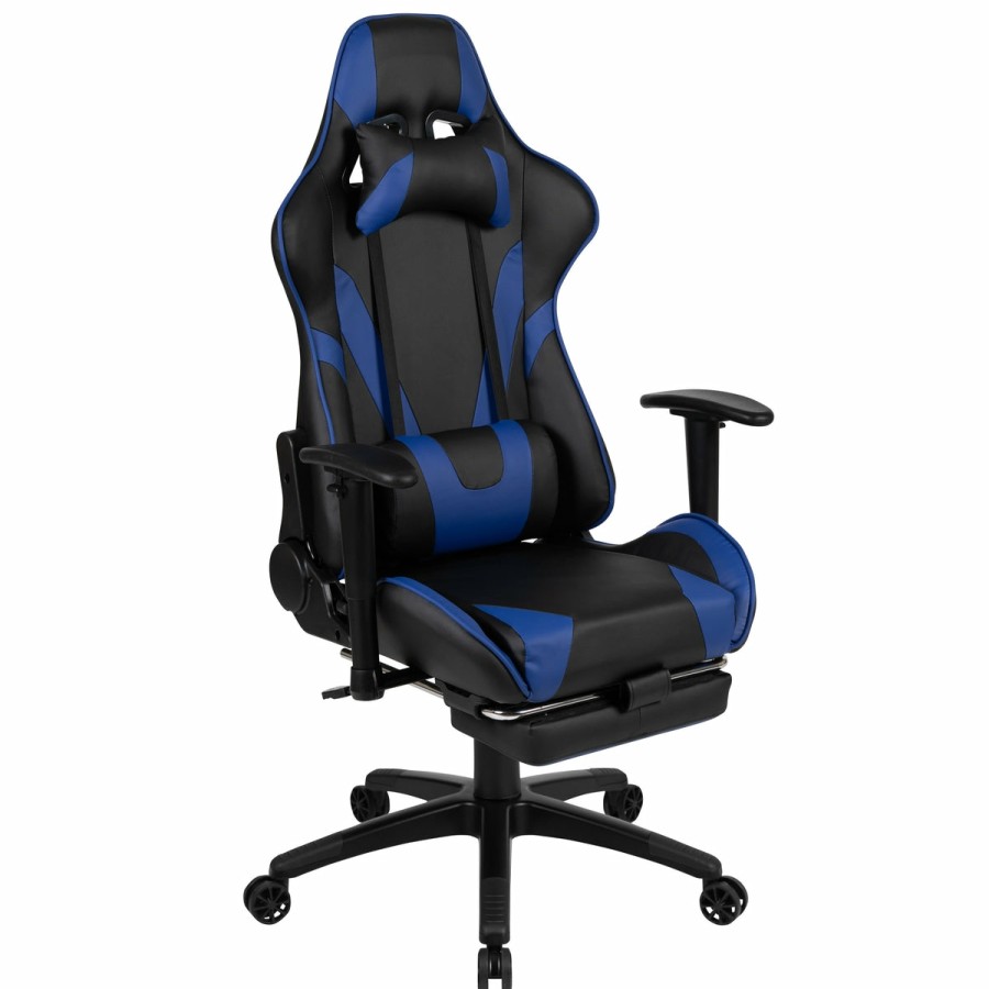 Office & Reception BLACKARC Gaming Desks & Chairs | Blackarc Summit X3 Faux Leather Reclining Gaming Chair - Height Adjustable Pivot Arms, Pull-Out Footrest, Headrest & Lumbar Pillows