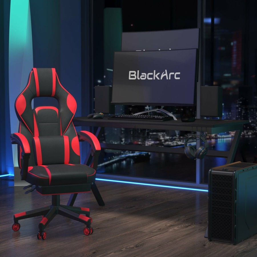 Office & Reception BLACKARC Gaming Desks & Chairs | Zulu Gaming Desk And Chair Set, Ergonomic Gaming Chair With Usb Massage, Slide-Out Footrest, And Detachable Headrest Pillow