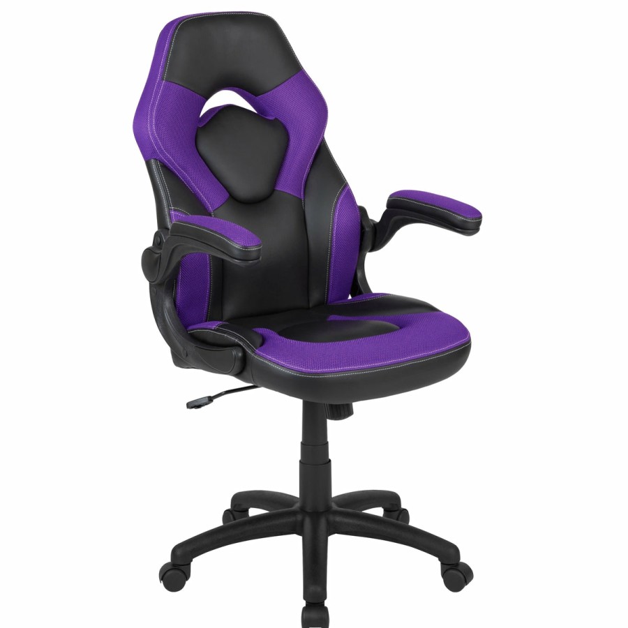 Office & Reception BLACKARC Gaming Desks & Chairs | Blackarc Allegiance 1 High Back Gaming Chair With Faux Leather Upholstery, Height Adjustable Swivel Seat & Padded Flip-Up Arms