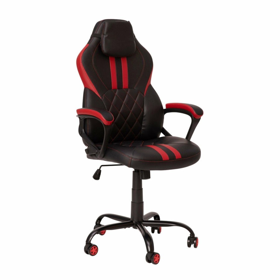 Office & Reception BLACKARC Gaming Desks & Chairs | Vindicator High Back Gaming Chair With Faux Leather Upholstery, Adjustable Swivel Seat And Padded Flip-Up Arms