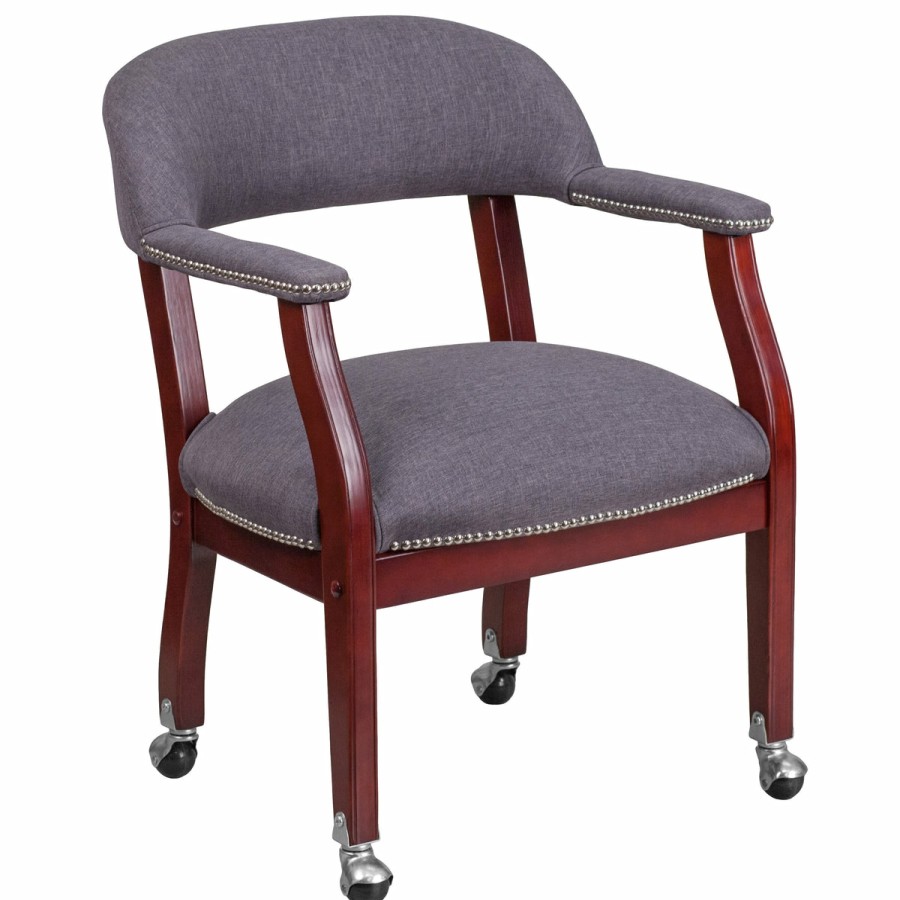 Office & Reception FLASH Reception Side Chairs | Conference Chair With Accent Nail Trim And Casters