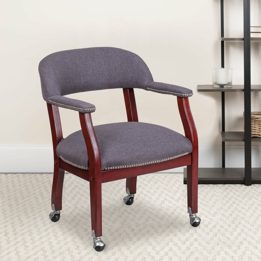 Office & Reception FLASH Reception Side Chairs | Conference Chair With Accent Nail Trim And Casters