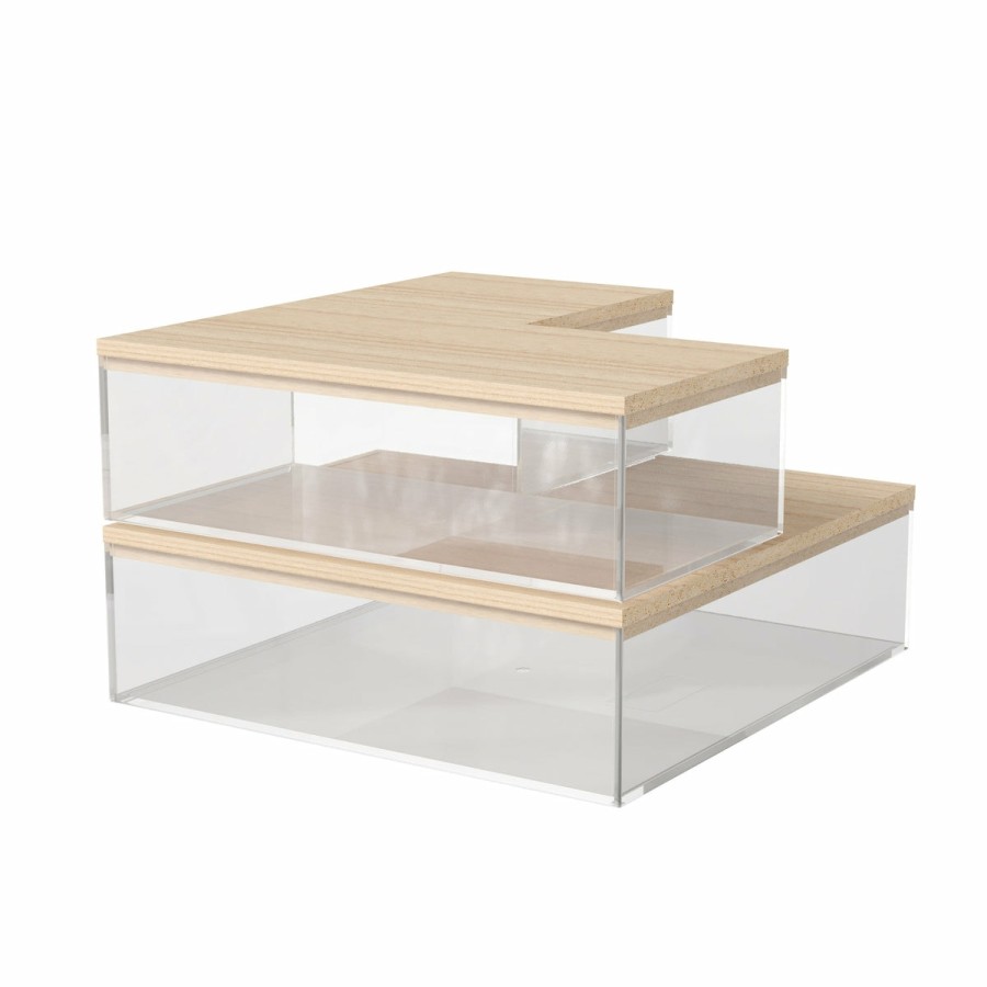 Office & Reception MARTHA STEWART Desk Organizers | Brody Clear Plastic Storage Organizer Bins With Lids For Home Office, Kitchen, Or Bathroom