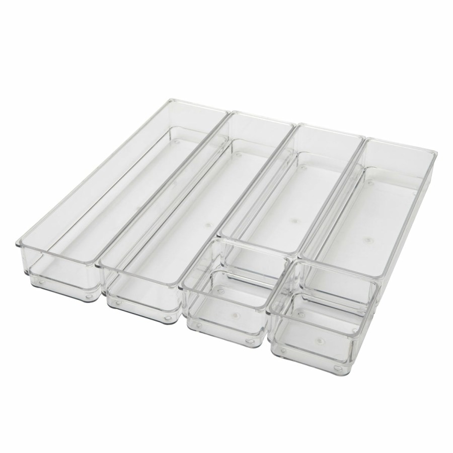 Office & Reception MARTHA STEWART Desk Organizers | Miles Plastic Stackable Office Desk Drawer Organizers, Various Sizes, Set Of 6