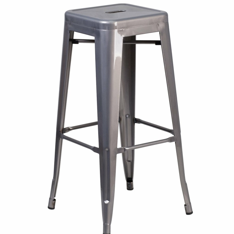 More T&D Restaurant Equipment | 30'' High Backless Metal Indoor Barstool With Square Seat