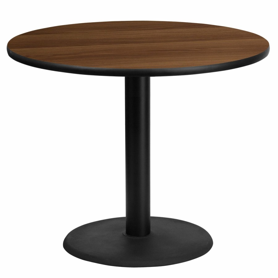 More T&D Restaurant Equipment | 36'' Round Laminate Table Top With 24'' Round Table Height Base