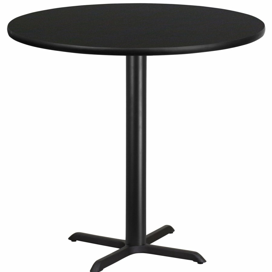 More T&D Restaurant Equipment | 42'' Round Laminate Table Top With 33'' X 33'' Bar Height Table Base