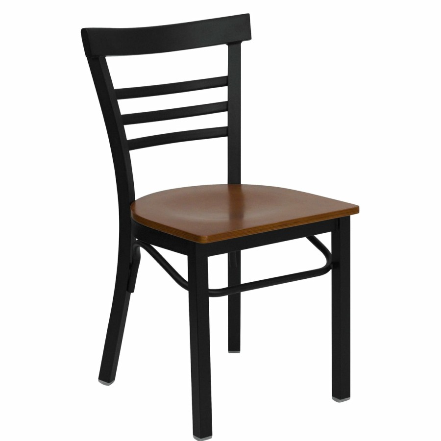 More T&D Restaurant Equipment | Three-Slat Ladder Back Metal Restaurant Chair