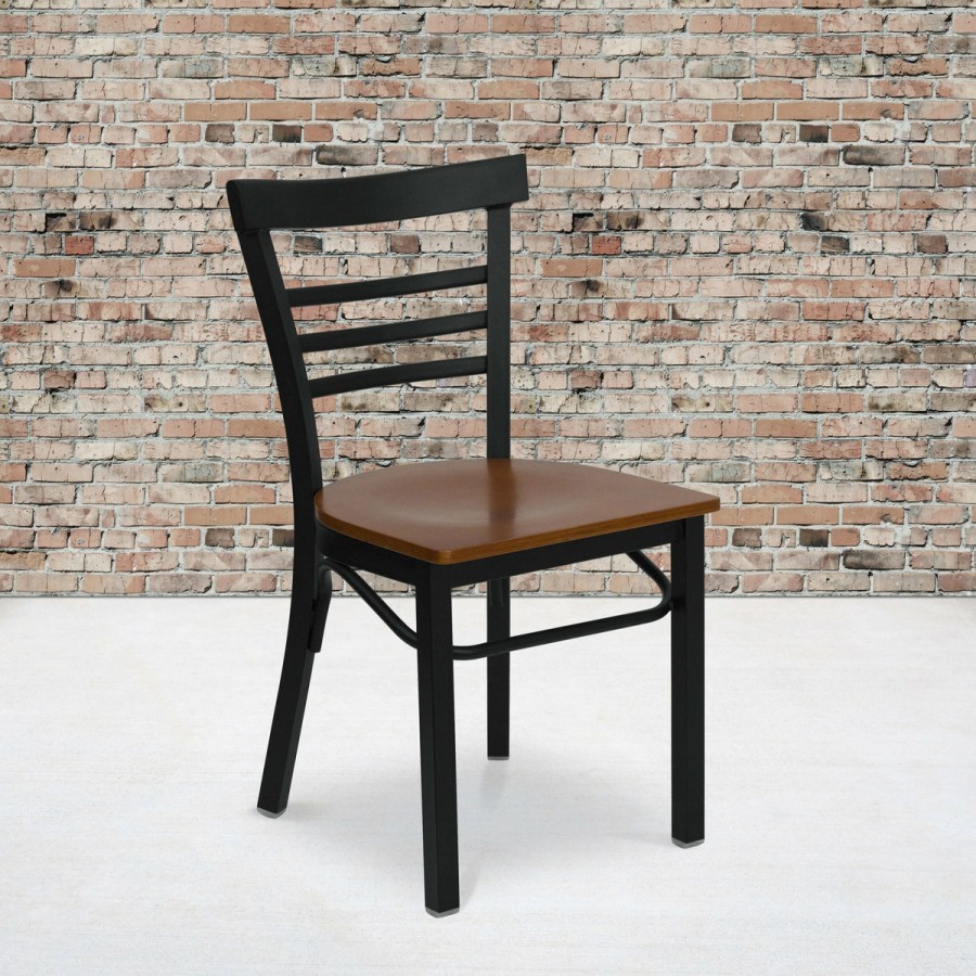 More T&D Restaurant Equipment | Three-Slat Ladder Back Metal Restaurant Chair