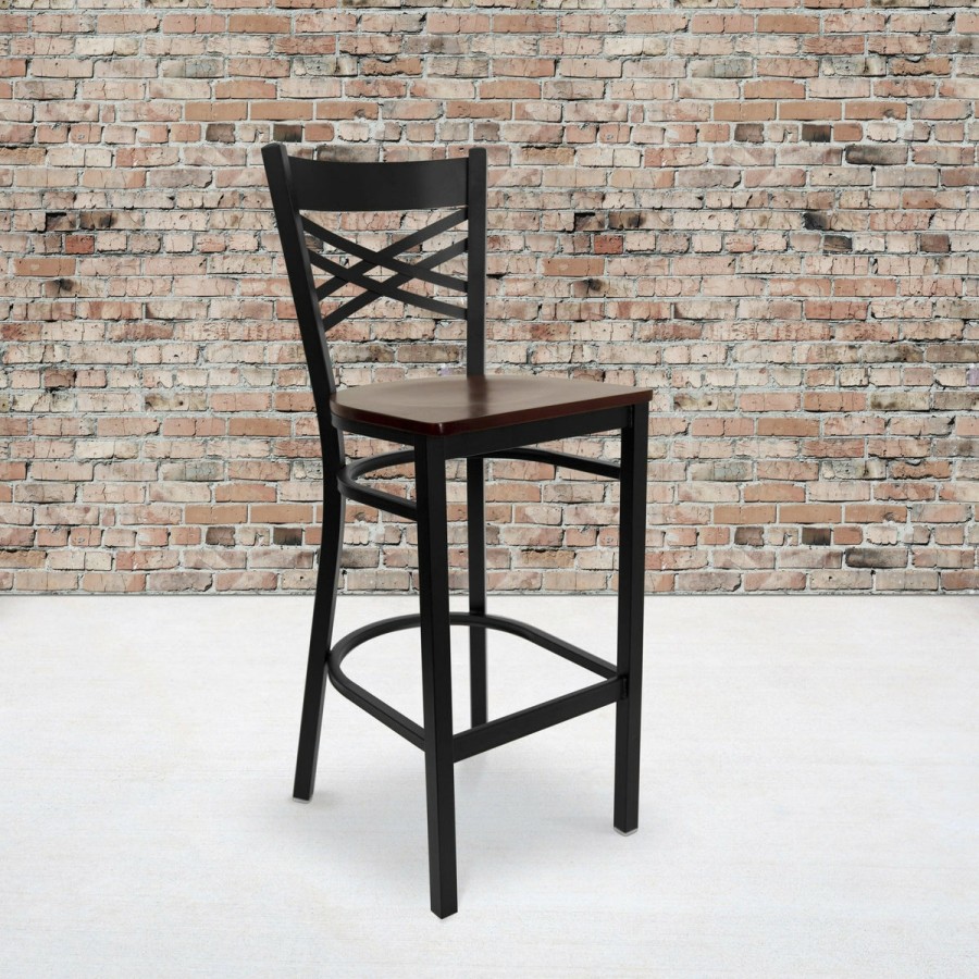 More T&D Restaurant Equipment | X" Back Metal Restaurant Barstool