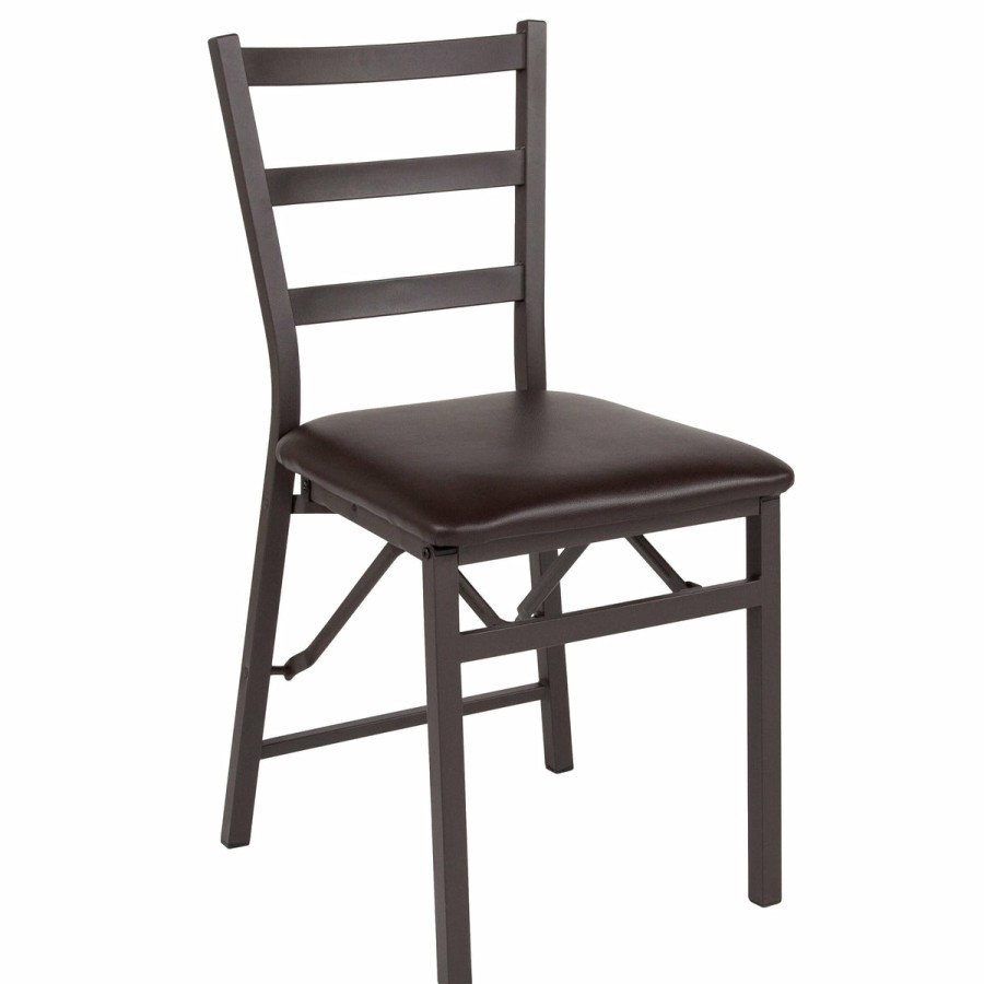 Folding & Event T&D Restaurant Equipment Metal Folding Chairs | Folding Ladder Back Metal Chair With Vinyl Seat