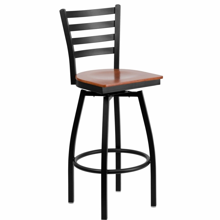 More T&D Restaurant Equipment | Ladder Back Swivel Metal Barstool