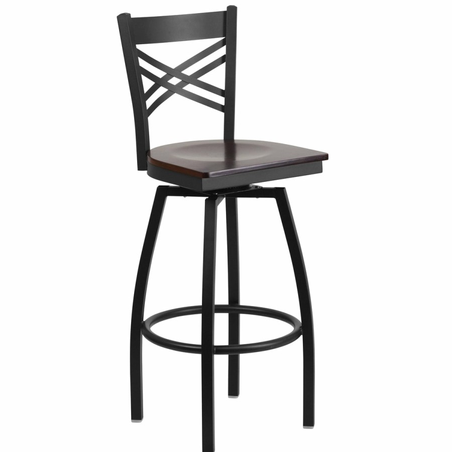 More T&D Restaurant Equipment | X" Back Swivel Metal Barstool