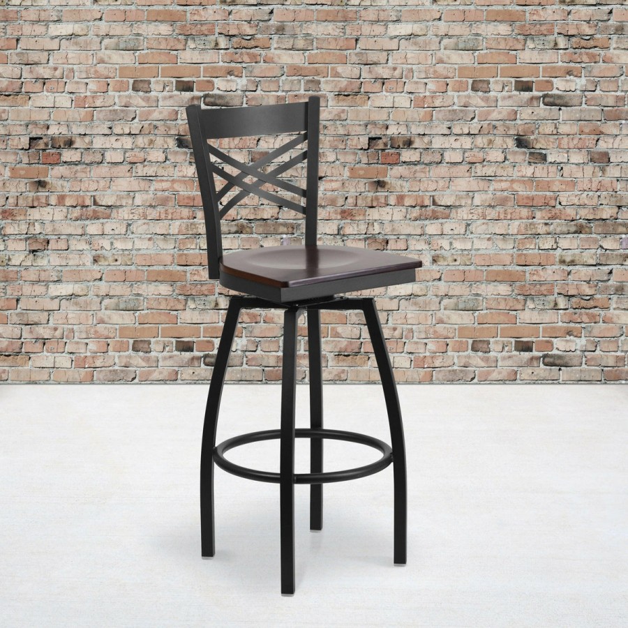 More T&D Restaurant Equipment | X" Back Swivel Metal Barstool