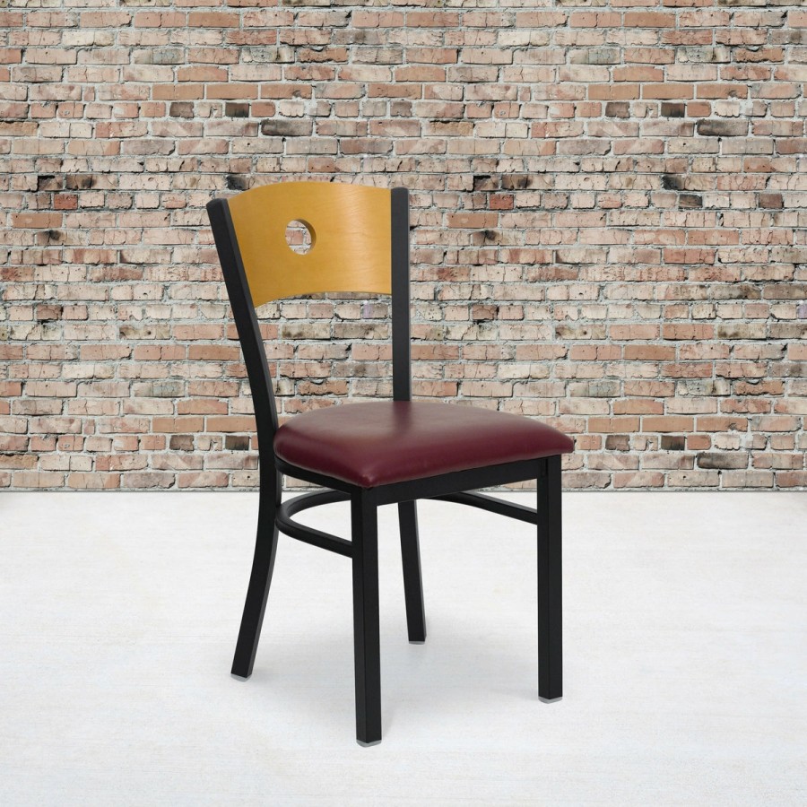 More T&D Restaurant Equipment | Wood Circle Back Metal Restaurant Chair