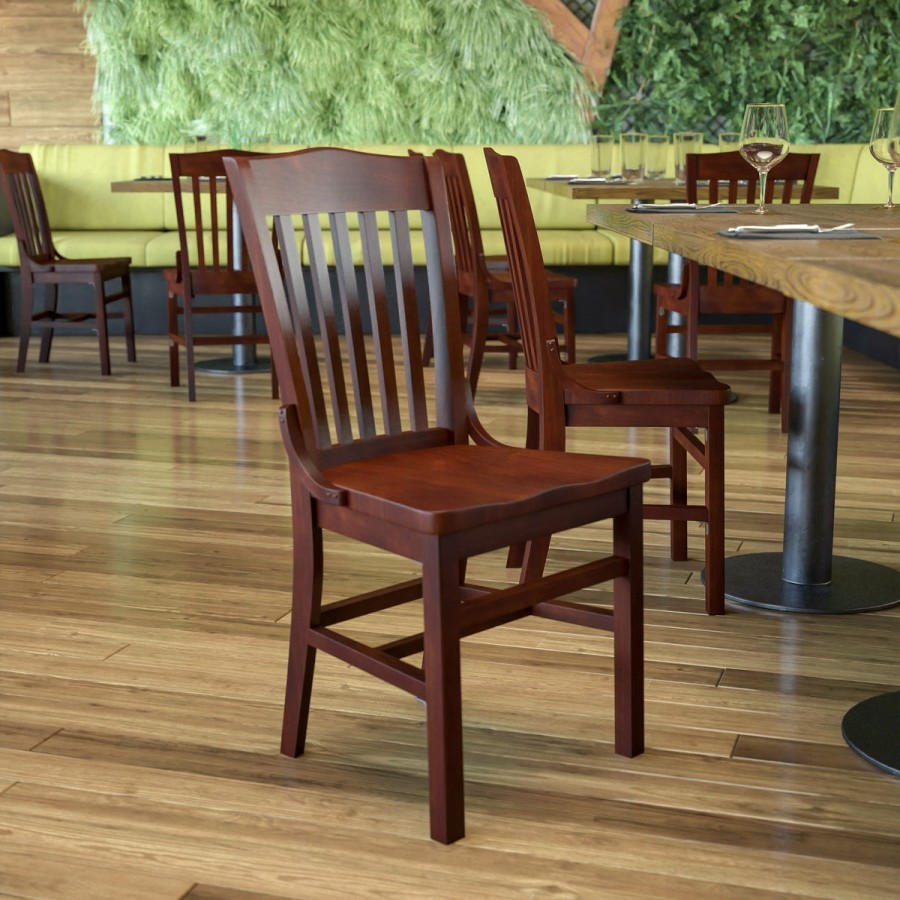 More T&D Restaurant Equipment | Hercules Series Finished School House Back Wooden Restaurant Chair