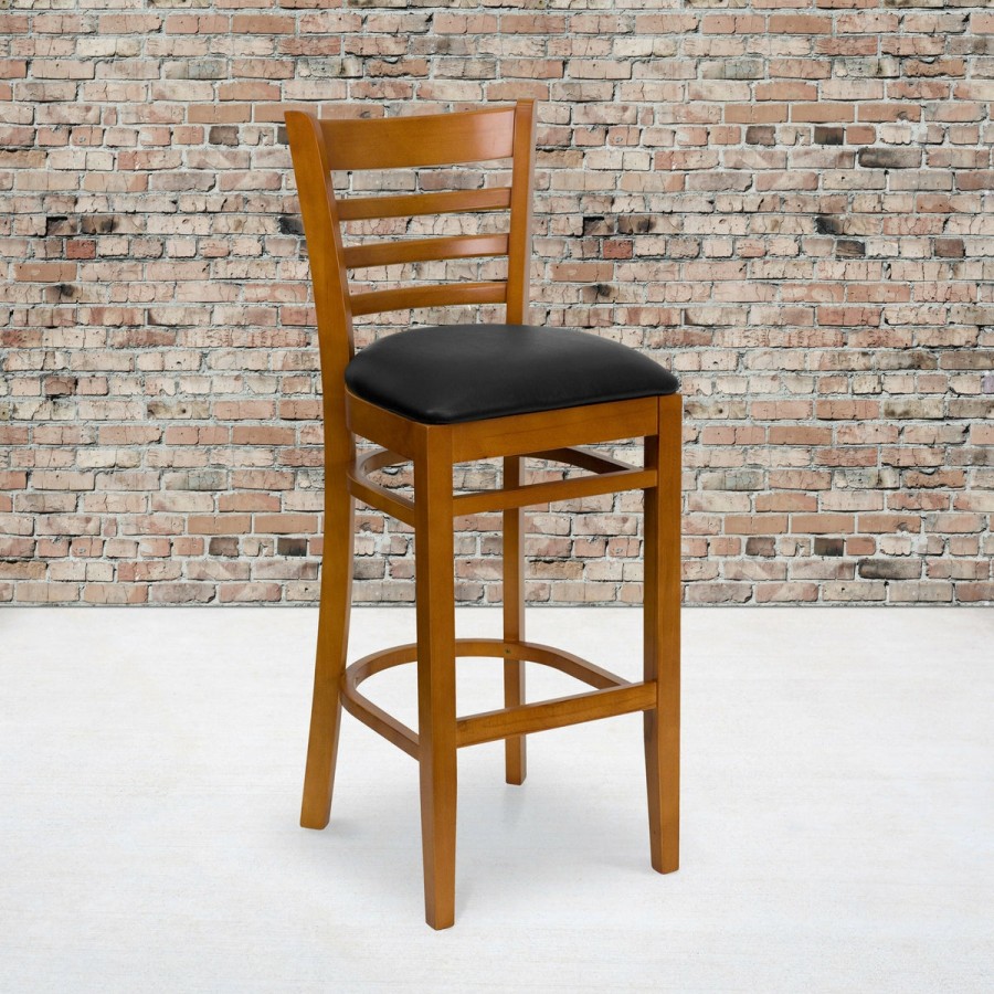 More T&D Restaurant Equipment | Ladder Back Wooden Restaurant Barstool