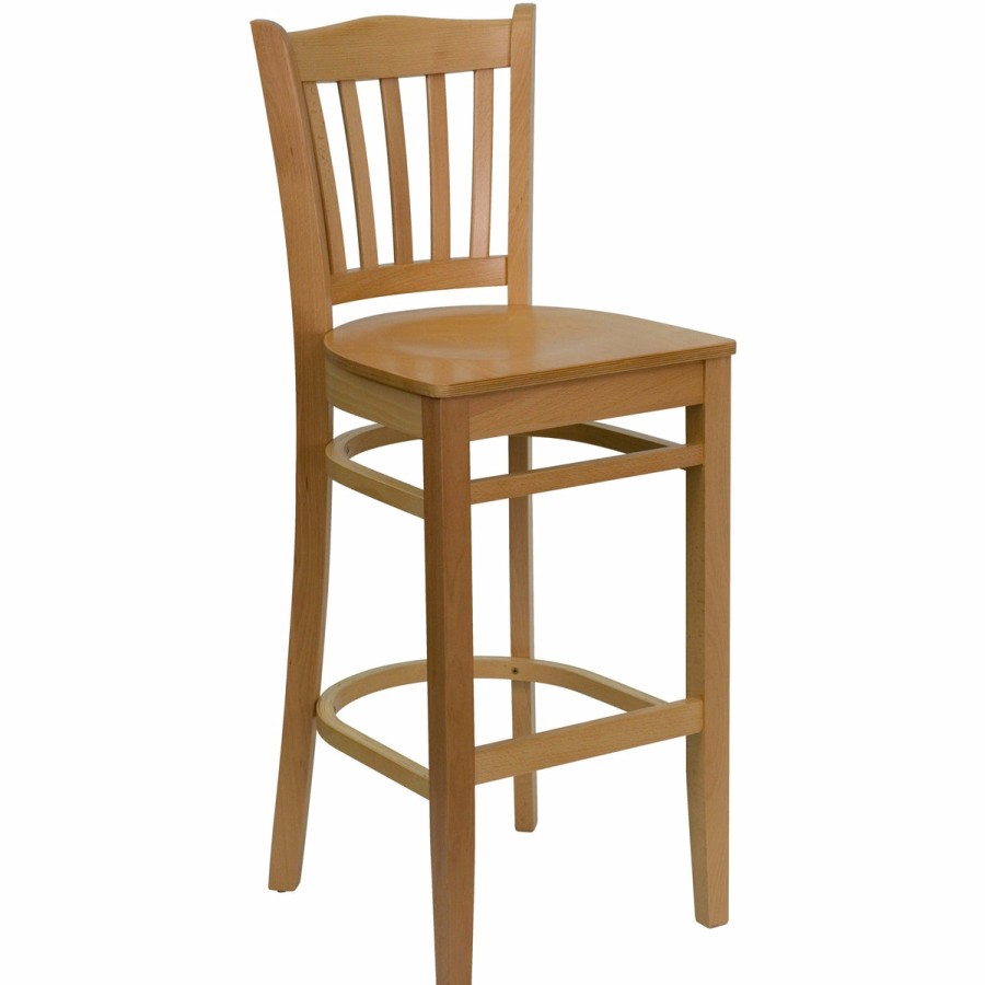 More T&D Restaurant Equipment | Vertical Slat Back Wooden Restaurant Barstool