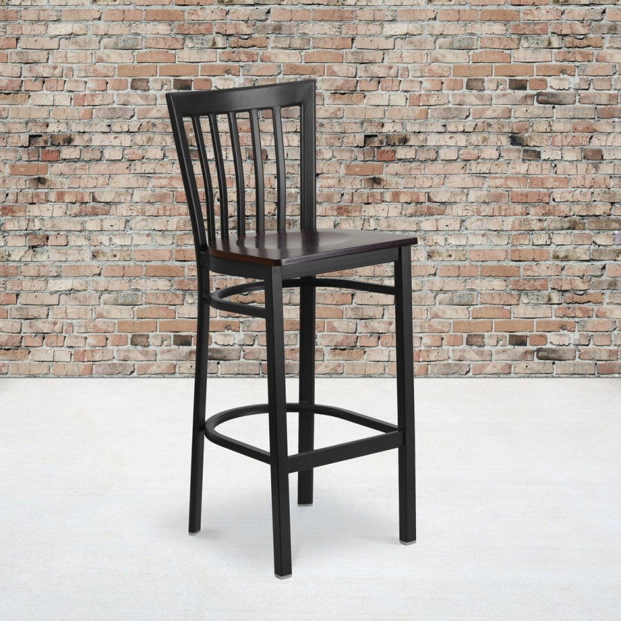 More T&D Restaurant Equipment | School House Back Metal Restaurant Barstool